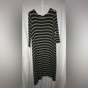 Green and white stripped dress